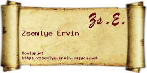 Zsemlye Ervin névjegykártya
